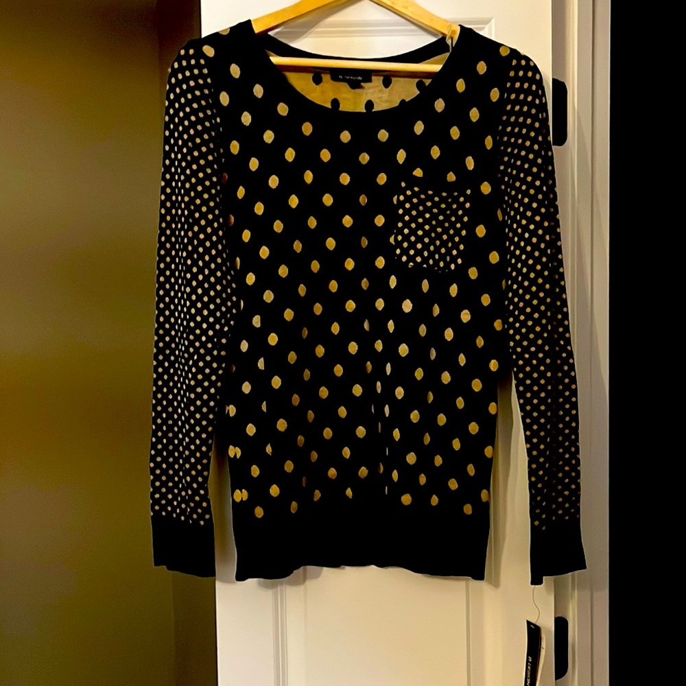 NWT Black/Tan Polka Dot Sweater